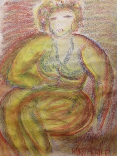 femme colorée, pastel soft sur papier