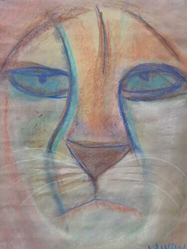 guépard pastel tendre sur papier